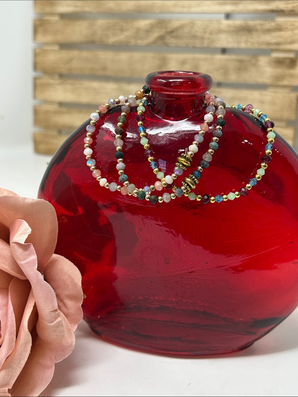 Handcrafted Small Bead Multicolor Faceted Beaded Women's Bracelet Set
